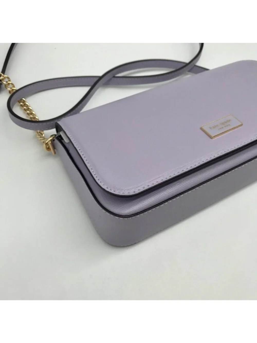 Kate Spade Lavender Saffiano Leather Flap Chain Crossbody Bag